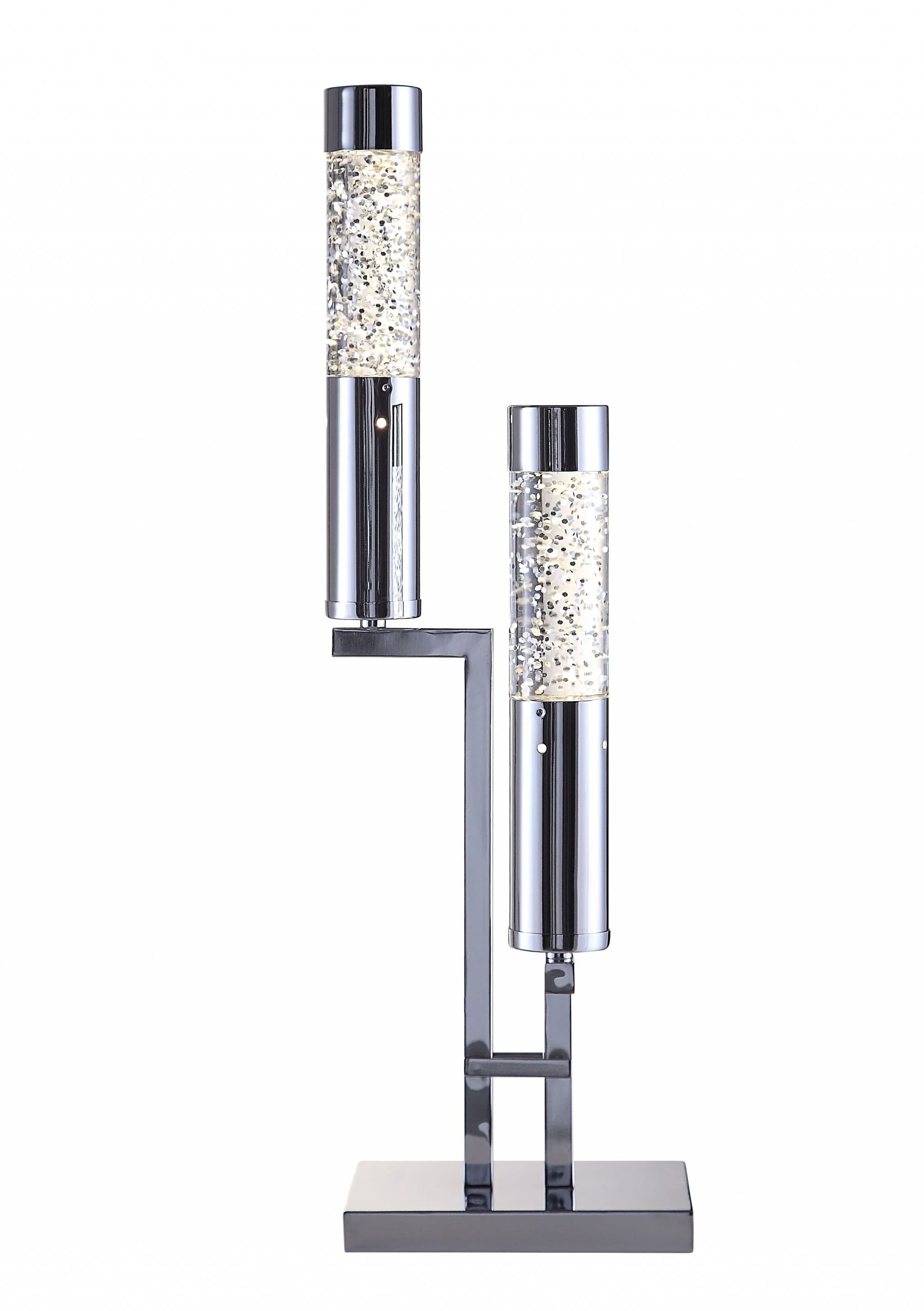 Chic Chrome Metal Glass LED Table Lamp By Homeroots - Image 3