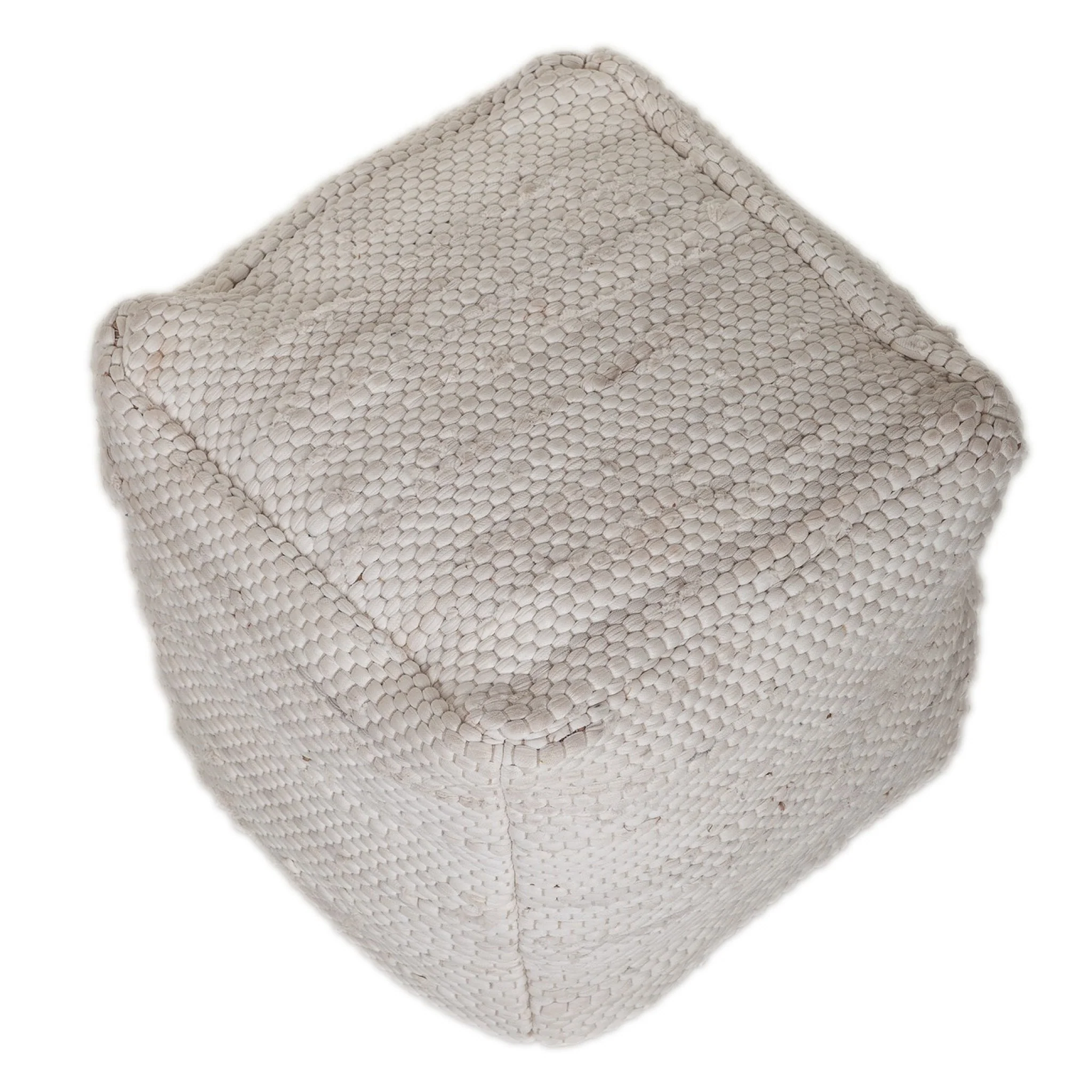 Chic Chunky White Textured Pouf By Homeroots - Image 4