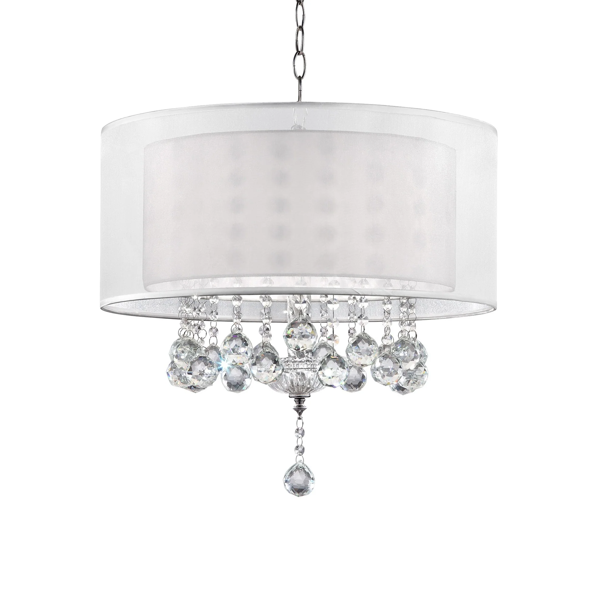 Chic Silver Ceiling Lamp with Crystal Accents and Silver Shade By Homeroots - Image 2