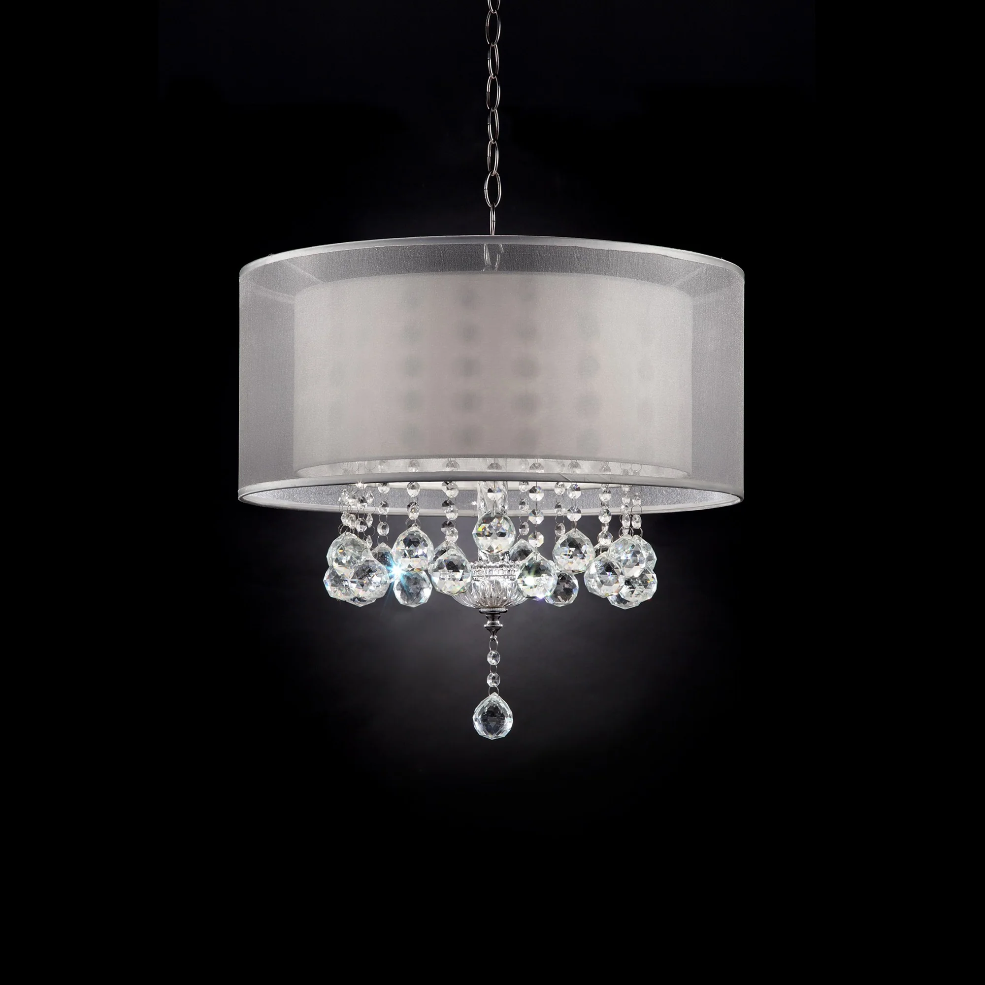 Chic Silver Ceiling Lamp with Crystal Accents and Silver Shade By Homeroots - Image 3