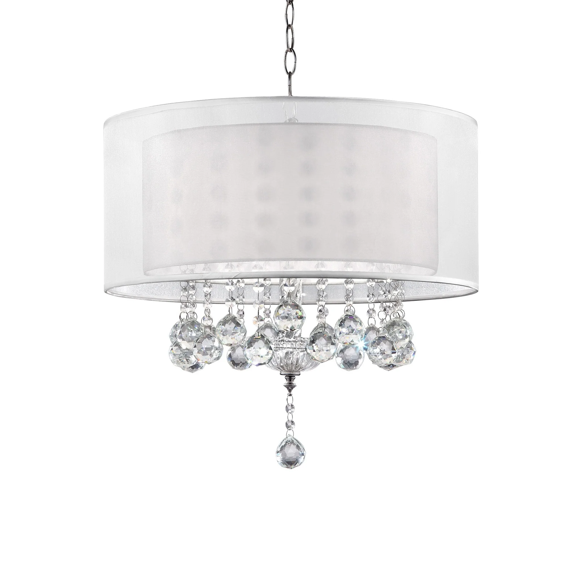 Chic Silver Ceiling Lamp with Crystal Accents and Silver Shade By Homeroots - Image 4