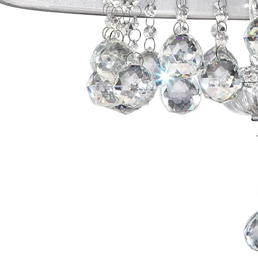 Chic Silver Ceiling Lamp with Crystal Accents and Silver Shade By Homeroots - Image 5
