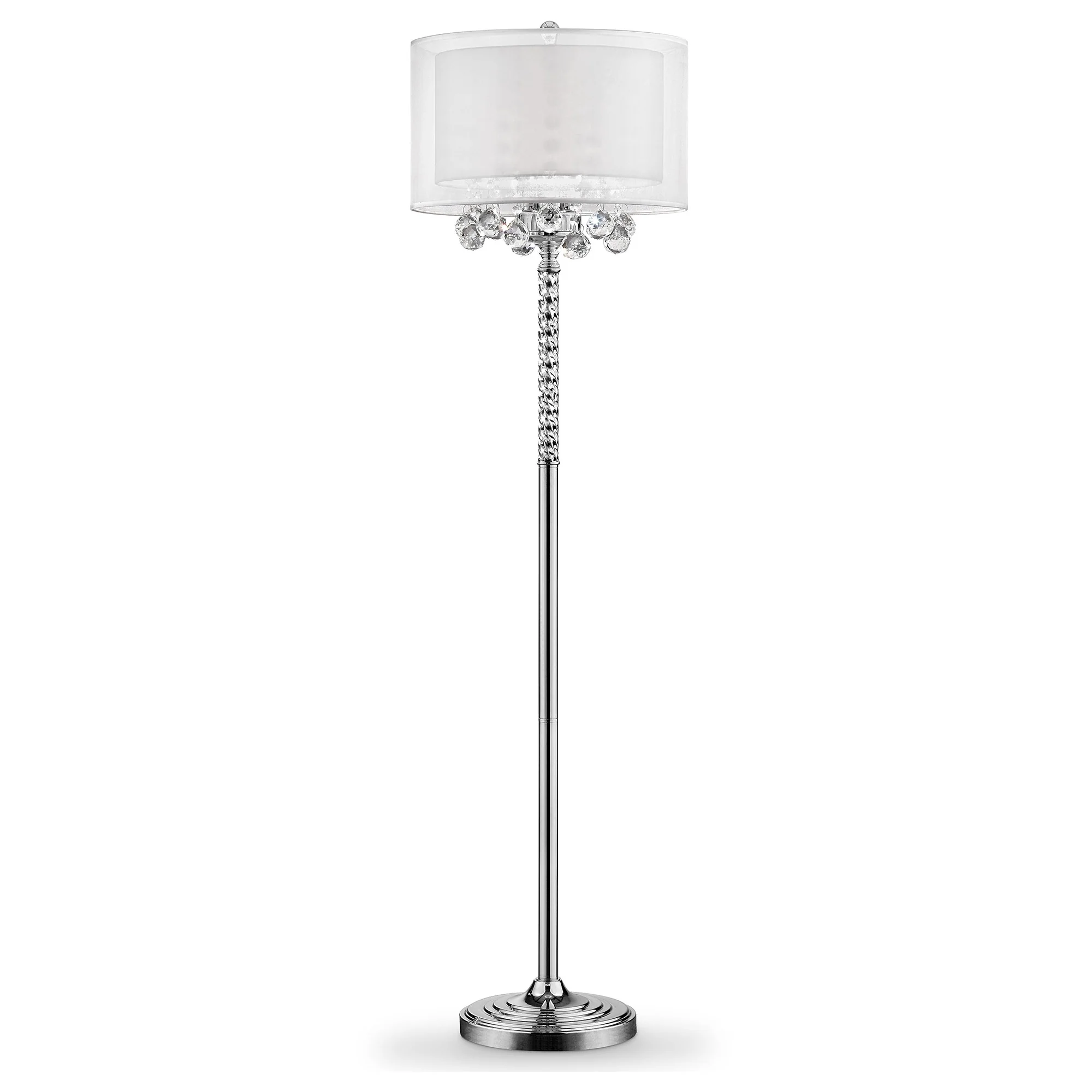 Chic Silver Floor Lamp with Crystal Accents and Silver Shade By Homeroots - Image 2