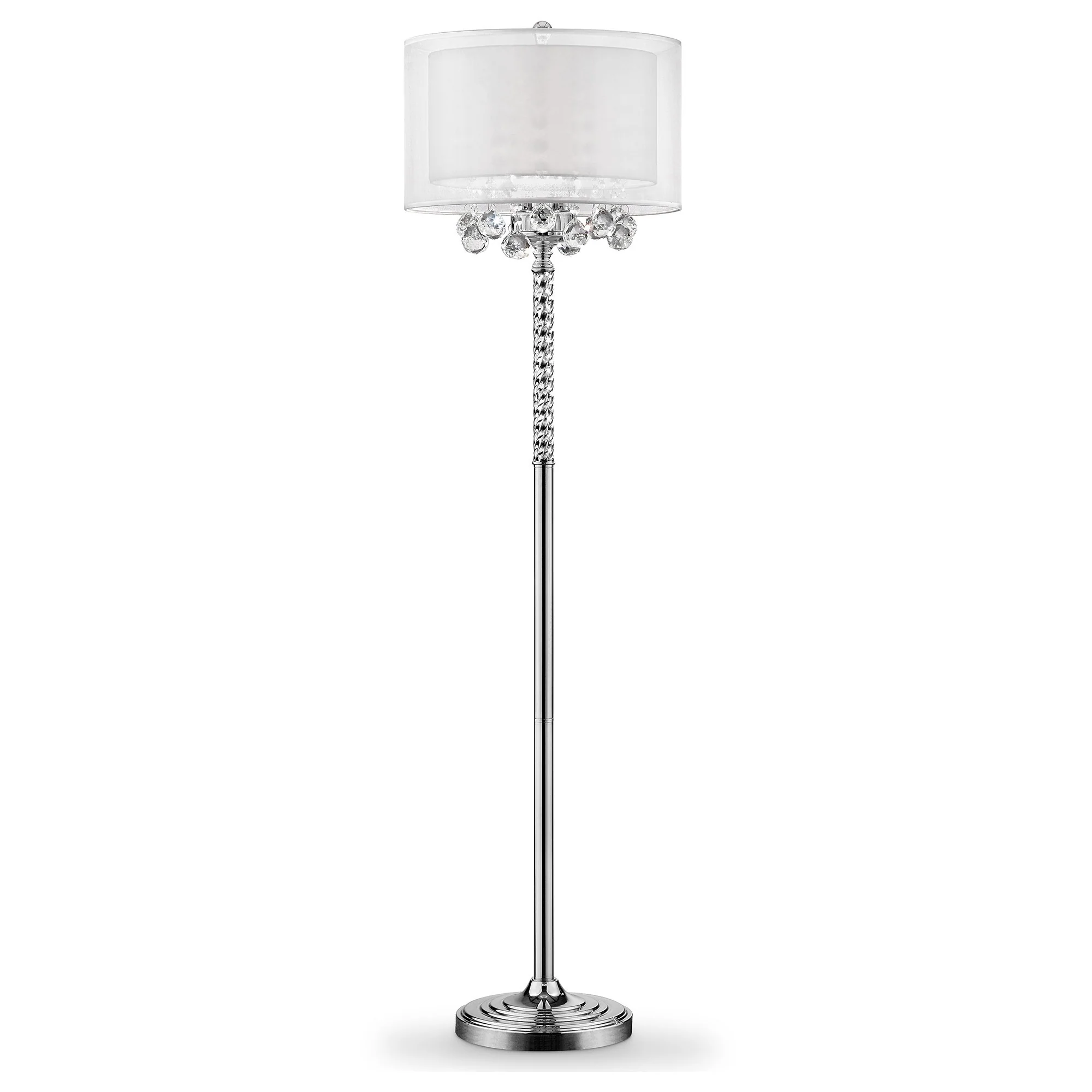 Chic Silver Floor Lamp with Crystal Accents and Silver Shade By Homeroots - Image 4