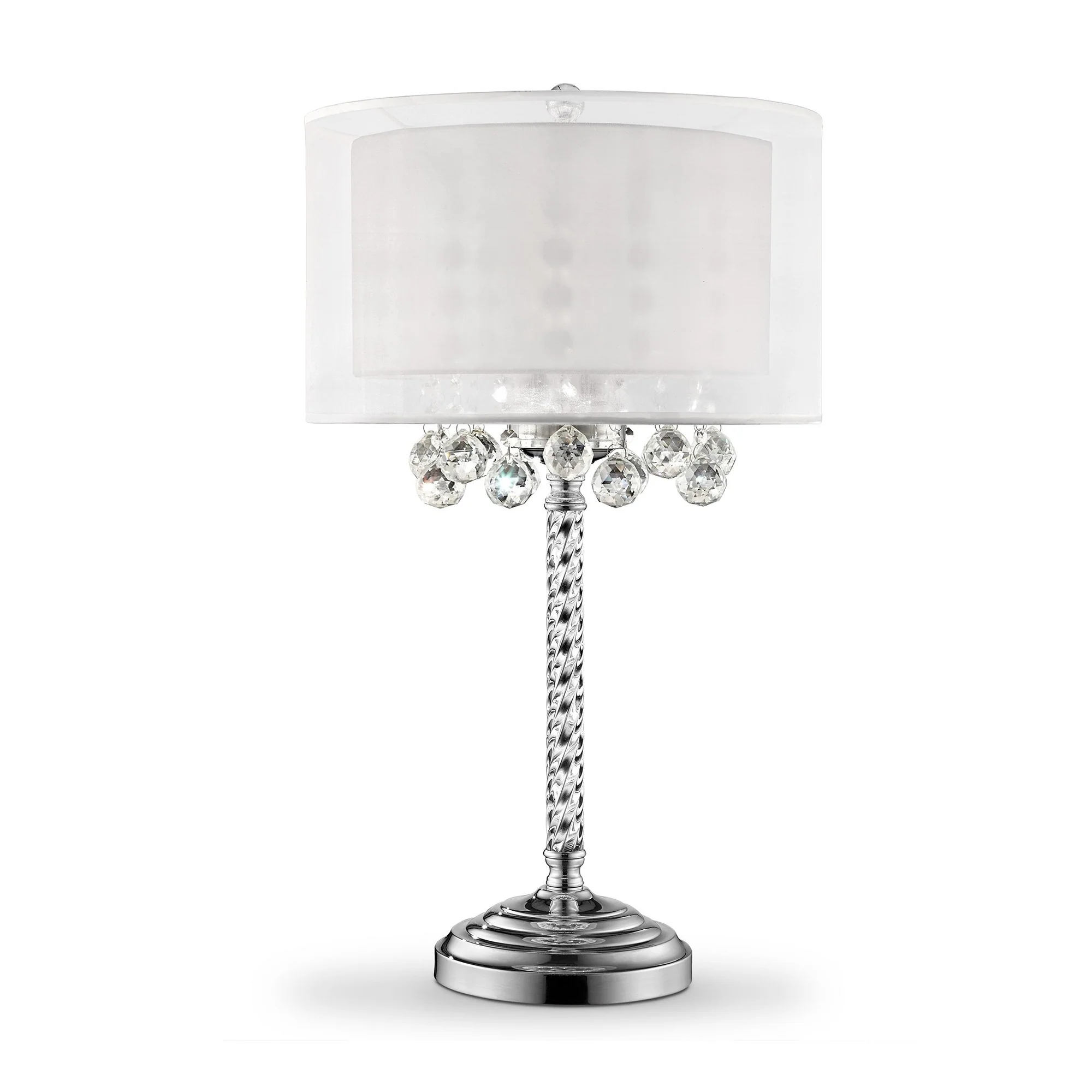 Chic Silver Tall Table Lamp with Crystal Accents and Silver Shade By Homeroots - Image 4