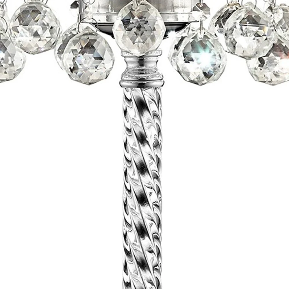 Chic Silver Tall Table Lamp with Crystal Accents and Silver Shade By Homeroots - Image 5