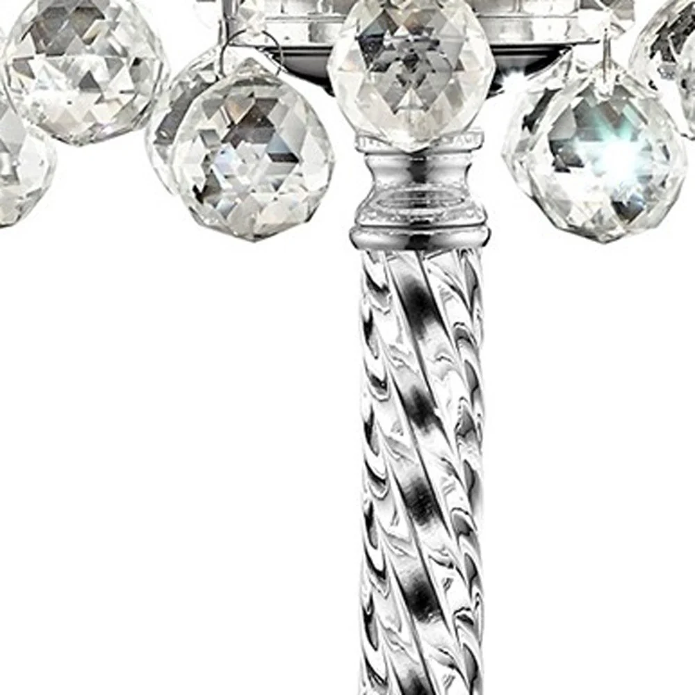 Chic Silver Tall Table Lamp with Crystal Accents and Silver Shade By Homeroots - Image 6