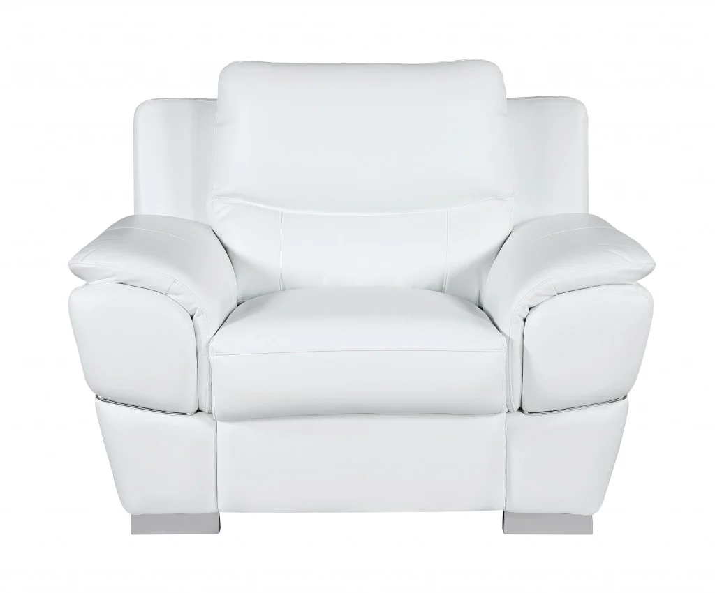 Chic White Leather Sofa Set By Homeroots - Image 3