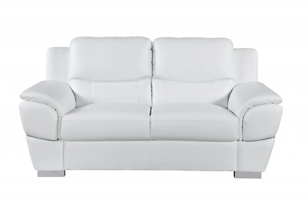 Chic White Leather Sofa Set By Homeroots - Image 4