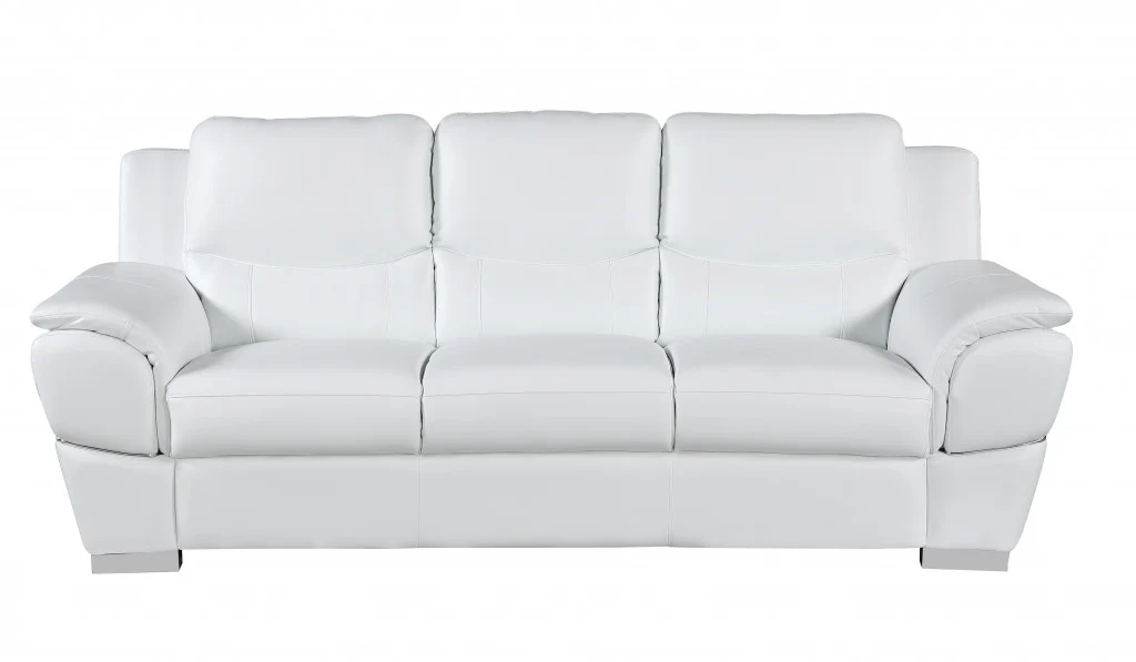 Chic White Leather Sofa Set By Homeroots - Image 5