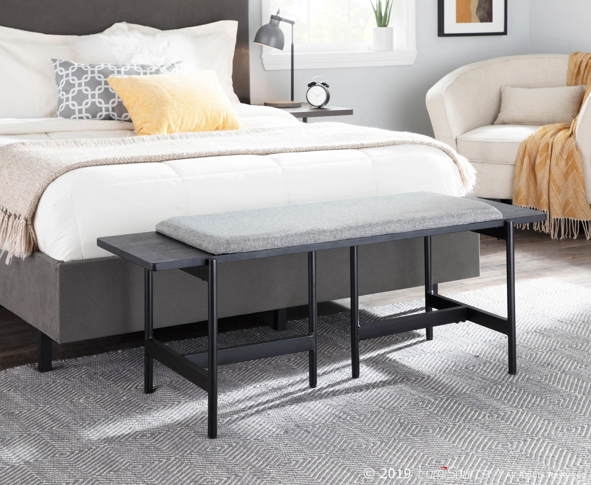 Chloe Bench Gray By LumiSource - Image 2
