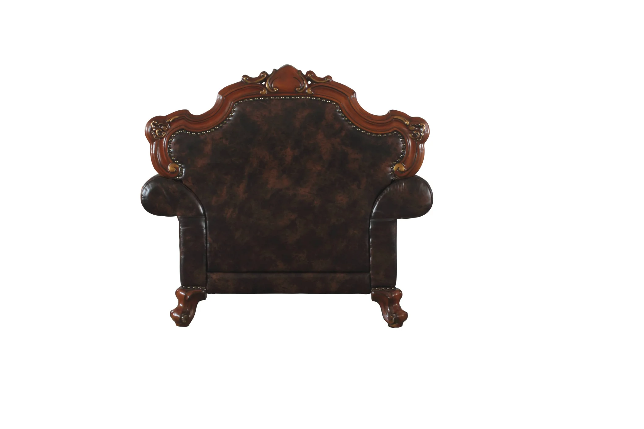 Chocolate Faux Leather Tufted Chesterfield Chair And Toss Pillow By Homeroots - Image 3