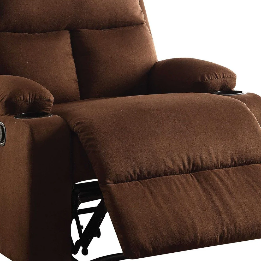 Chocolate Microfiber Wood Frame Recliner By Homeroots - Image 3