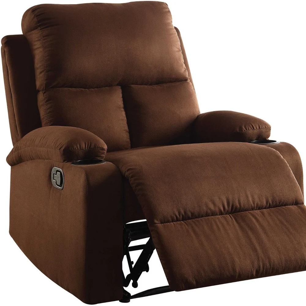 Chocolate Microfiber Wood Frame Recliner By Homeroots - Image 4