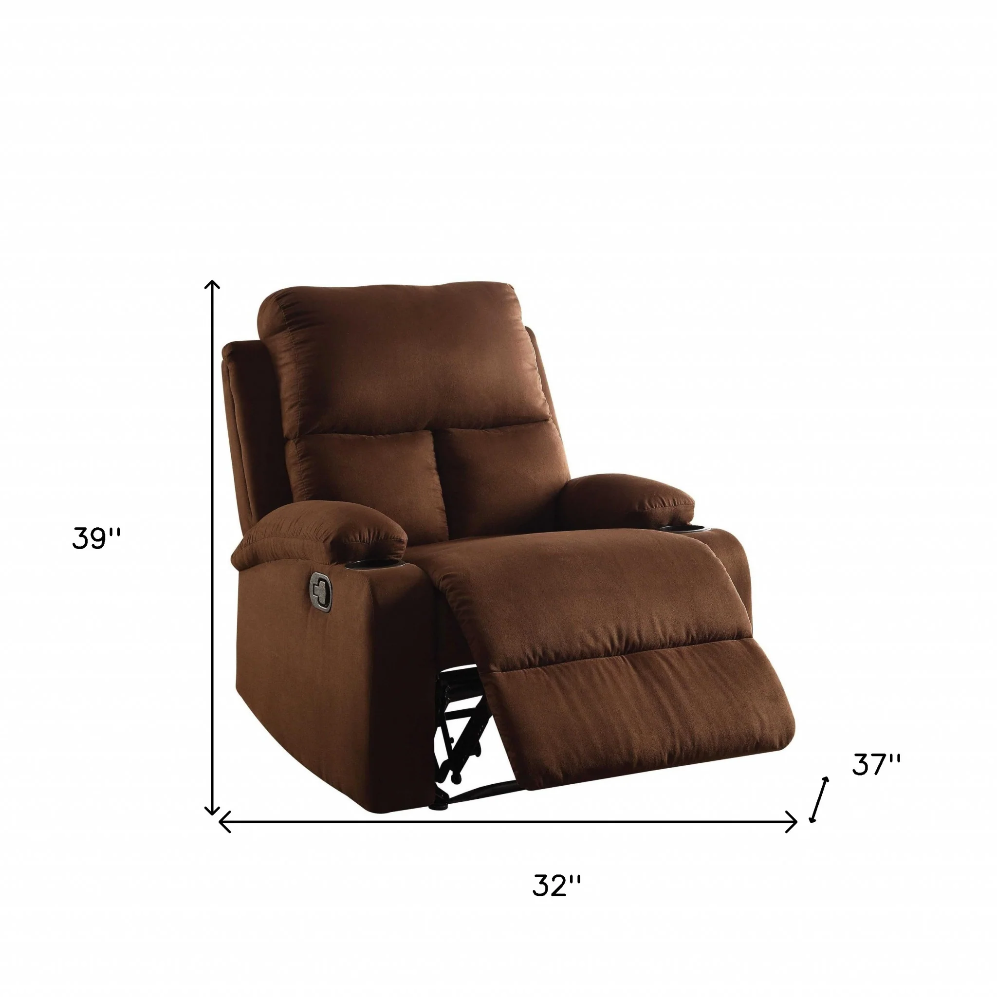 Chocolate Microfiber Wood Frame Recliner By Homeroots - Image 5