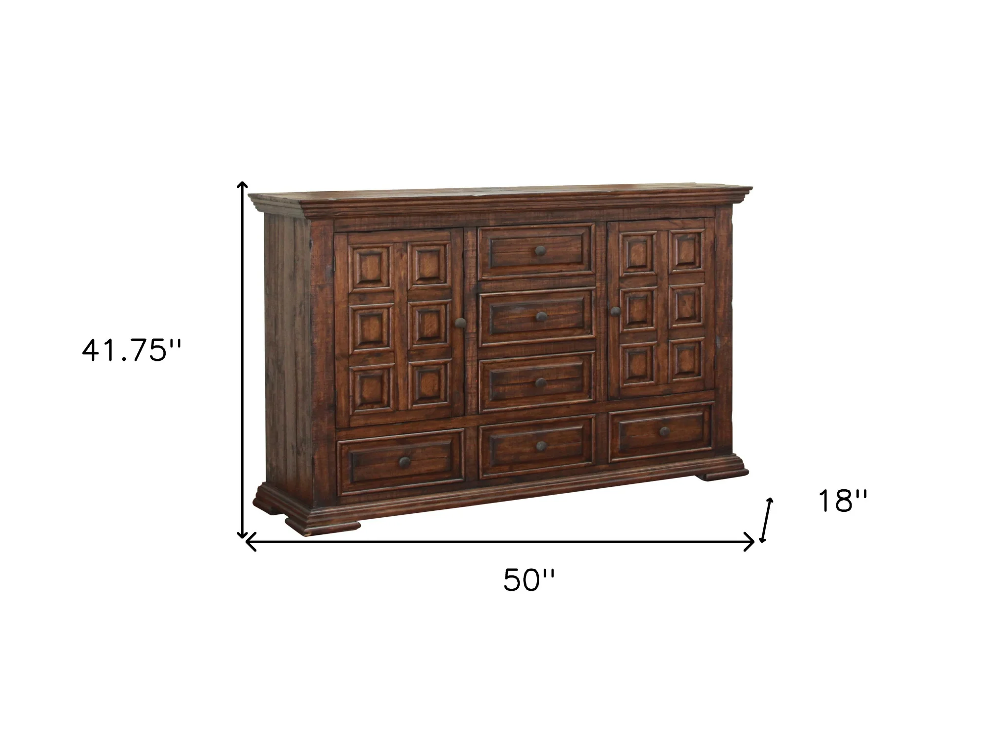 Chocolate Solid Wood Six Drawer Triple Dresser By Homeroots - Image 3