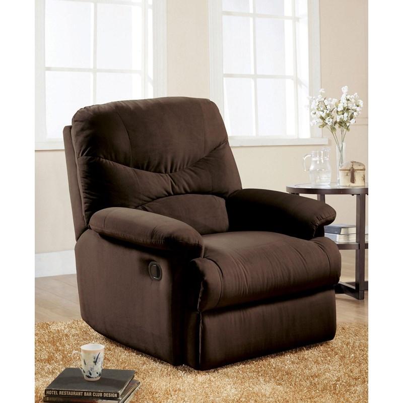Chocolate Upholstered Motion Recliner By Homeroots - Image 2
