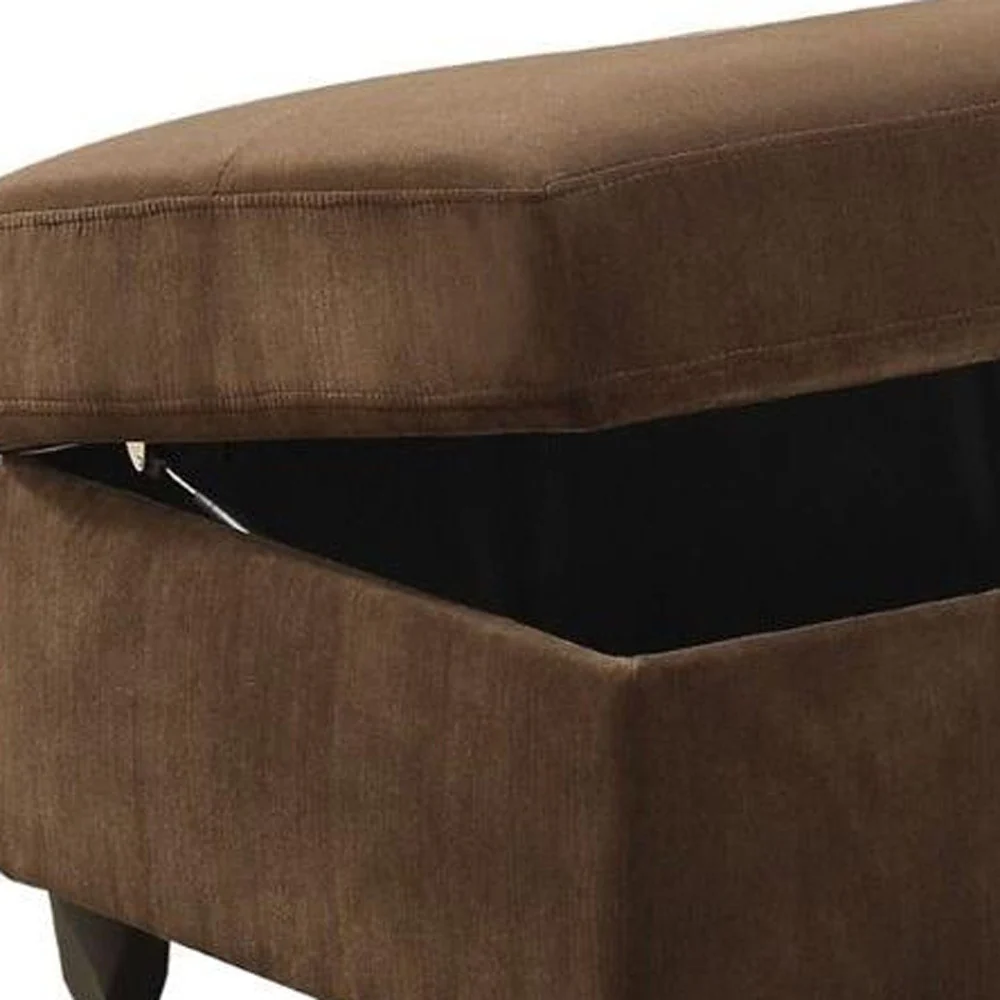 Chocolate Velvet Ottoman With Storage By Homeroots - Image 3
