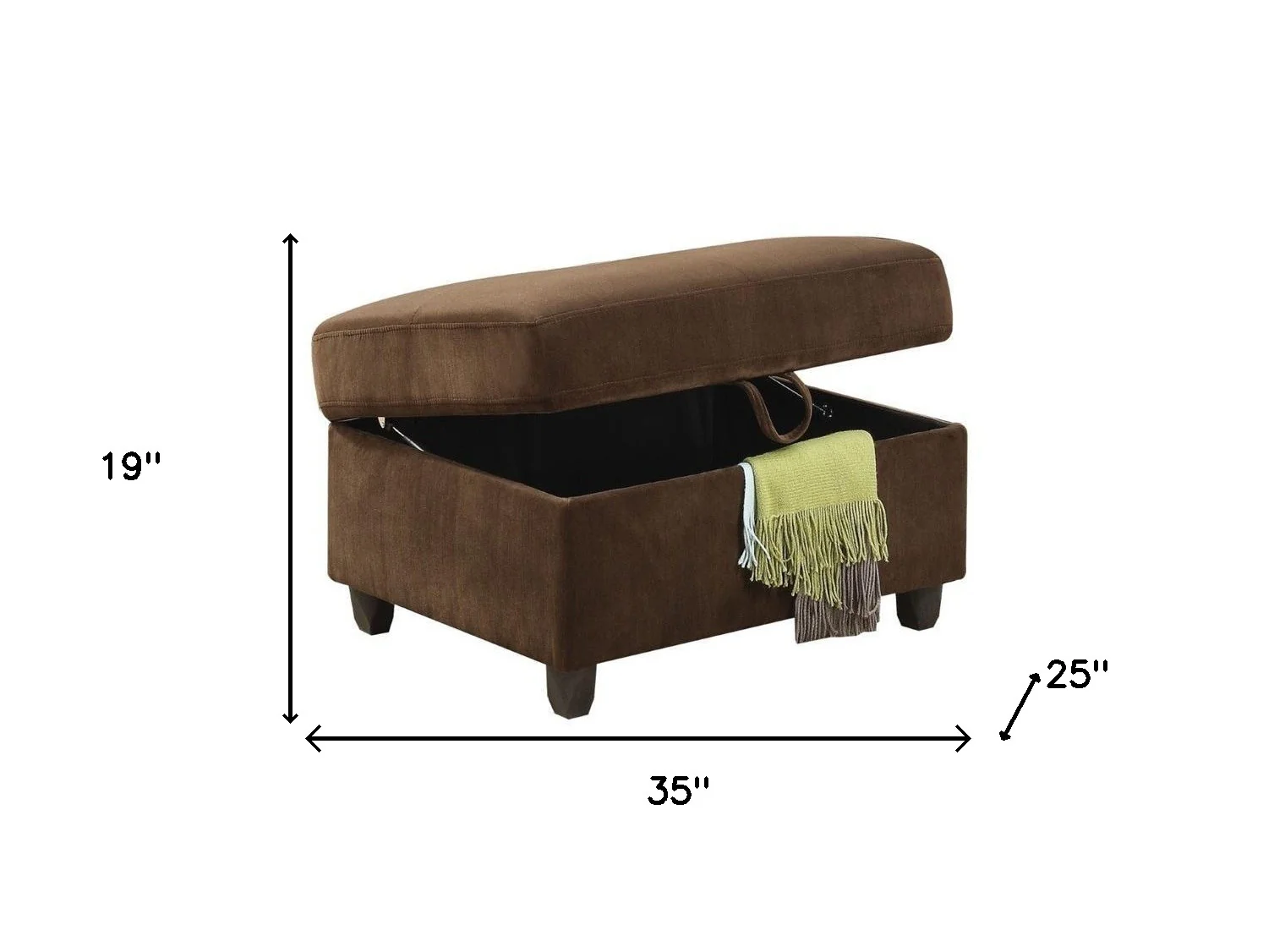Chocolate Velvet Ottoman With Storage By Homeroots - Image 4
