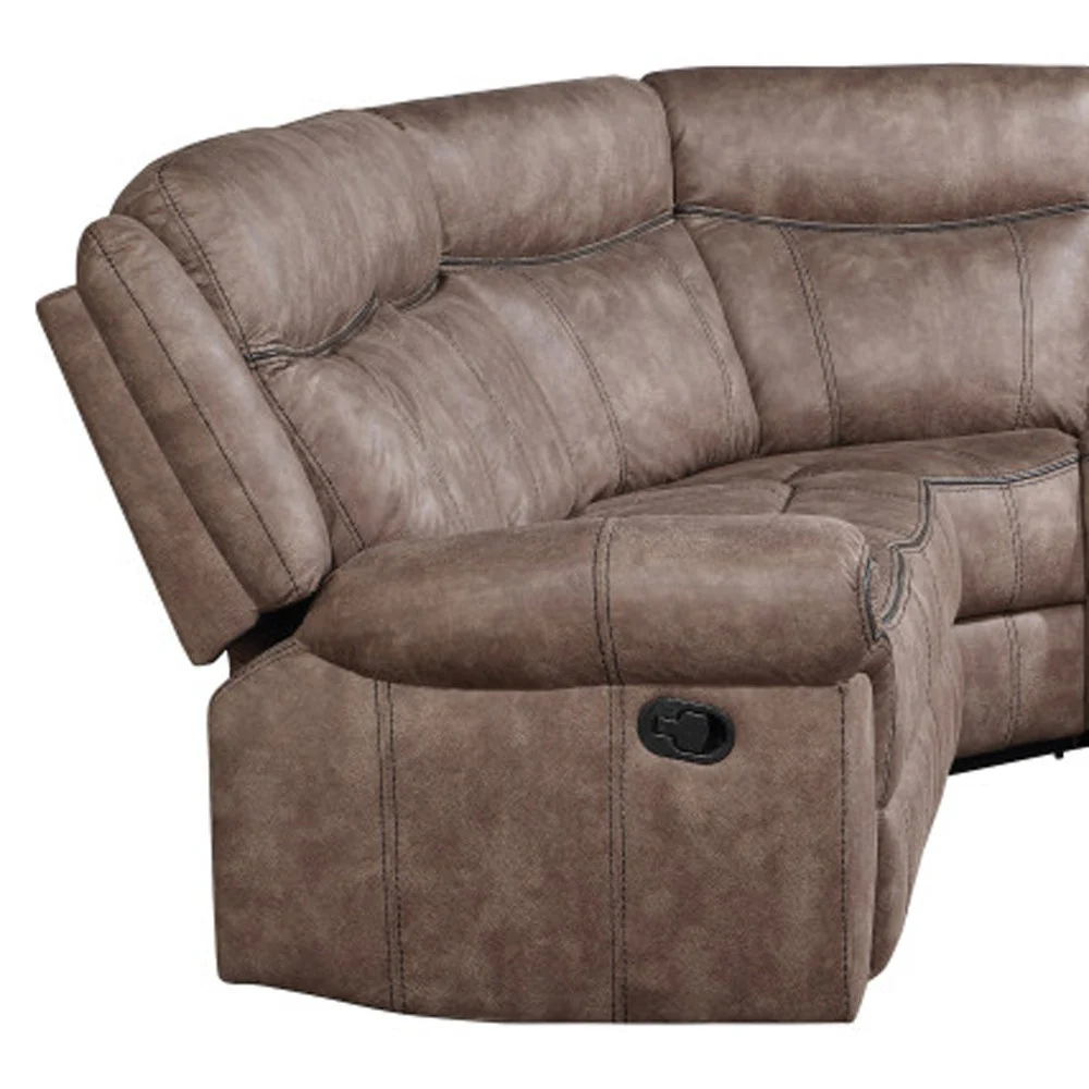 Chocolate Velvet Reclining L Shaped Six Piece Corner Sectional With Console By Homeroots - Image 2