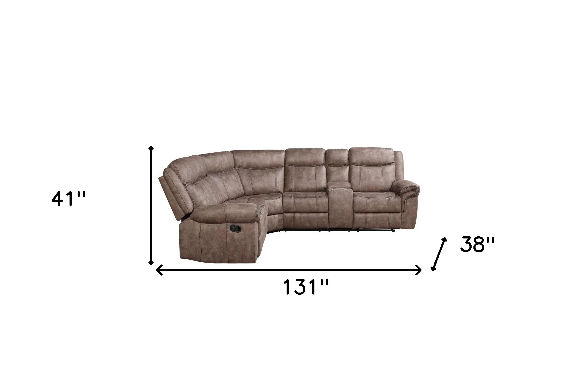 Chocolate Velvet Reclining L Shaped Six Piece Corner Sectional With Console By Homeroots - Image 3