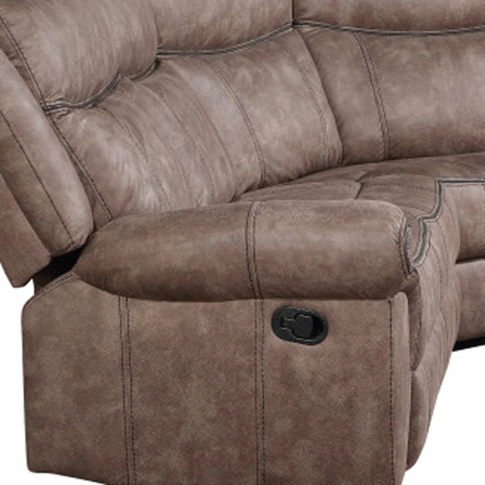 Chocolate Velvet Reclining L Shaped Six Piece Corner Sectional With Console By Homeroots - Image 5