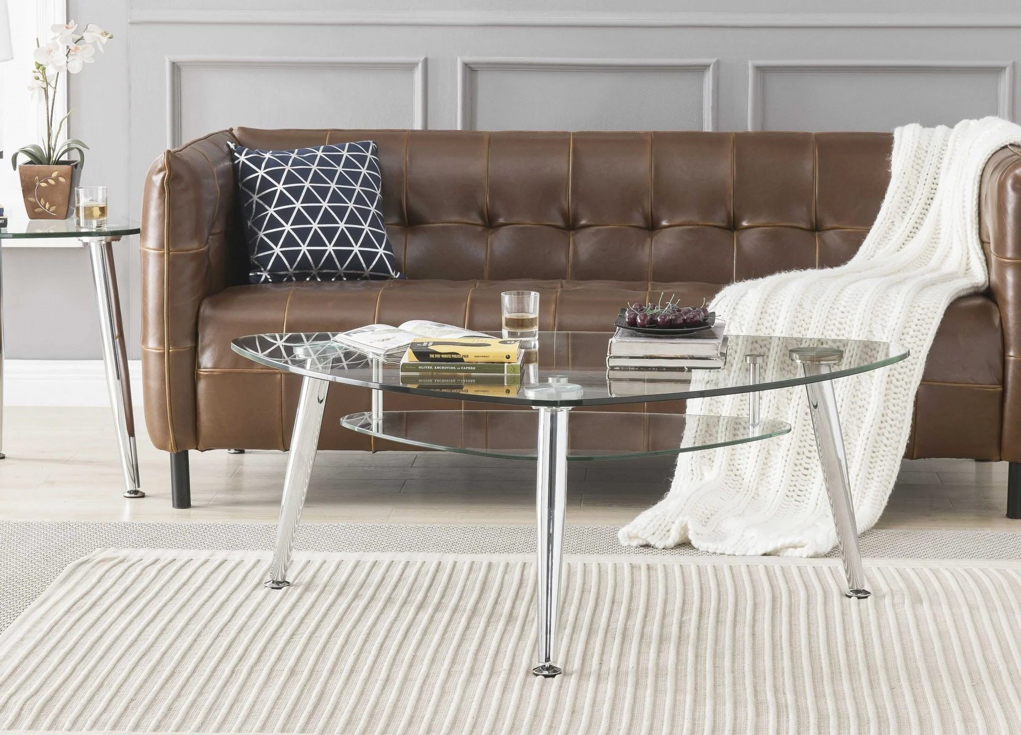 Chrome And Clear Glass Coffee Table By Homeroots - Image 2
