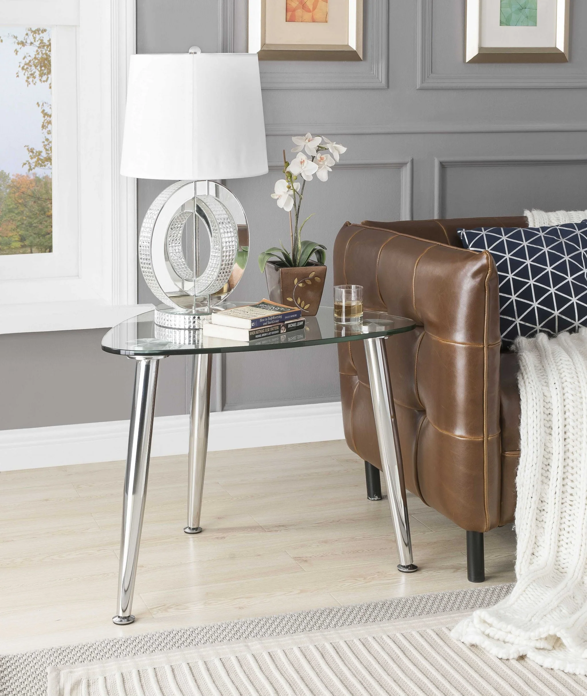 Chrome And Clear Glass End Table By Homeroots - Image 2