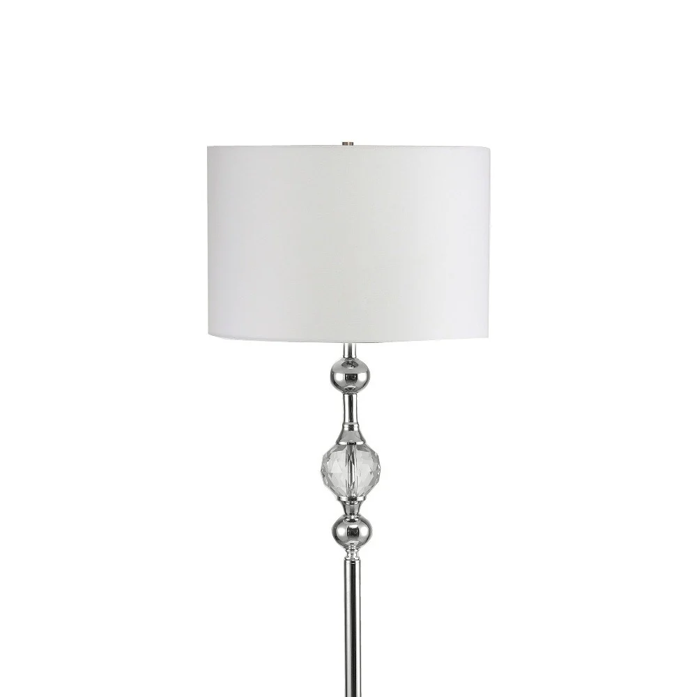 Chrome and Crystal Orb Shaped Floor Lamp With White Drum Shade By Homeroots - Image 3