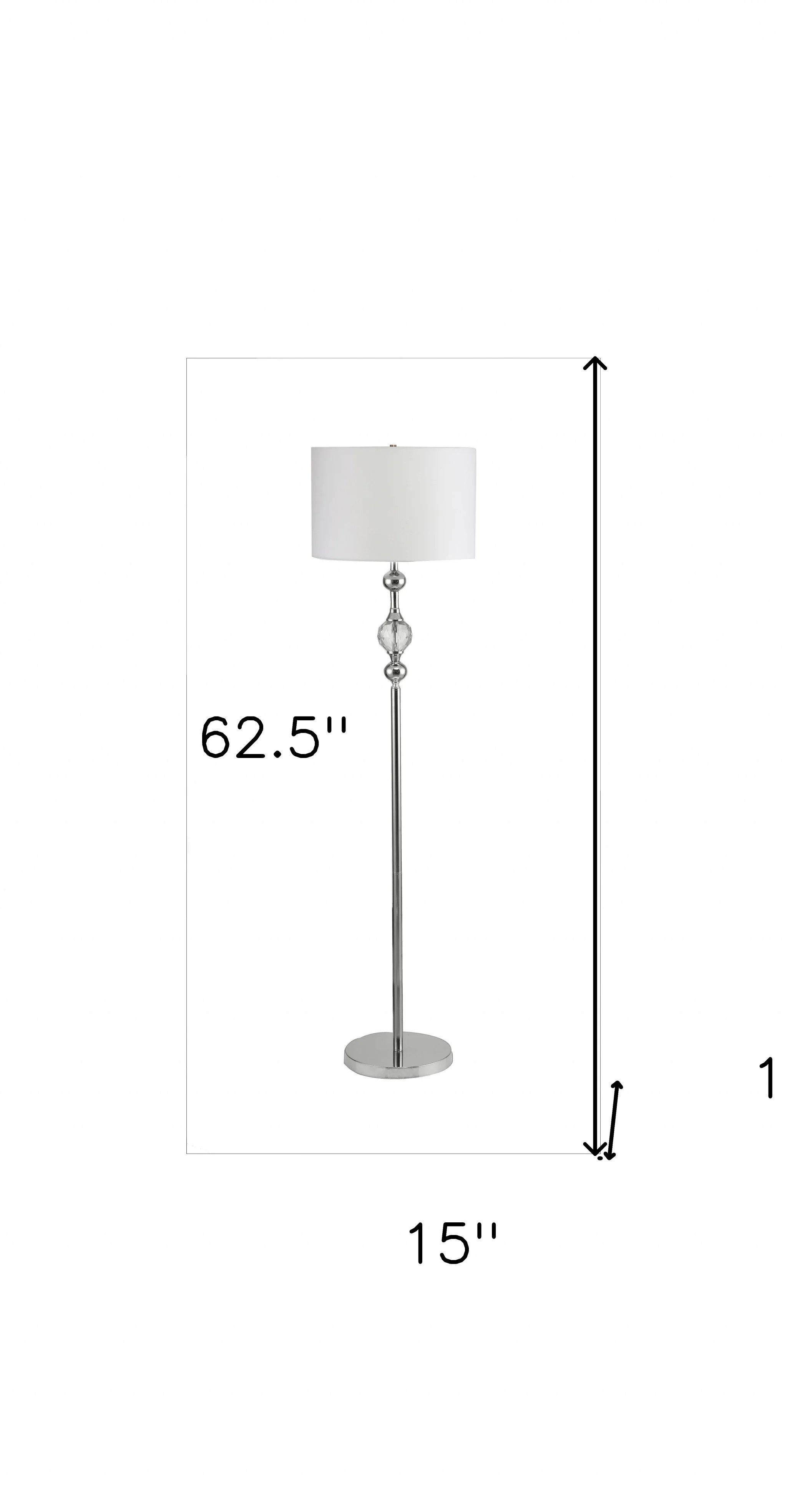 Chrome and Crystal Orb Shaped Floor Lamp With White Drum Shade By Homeroots - Image 8
