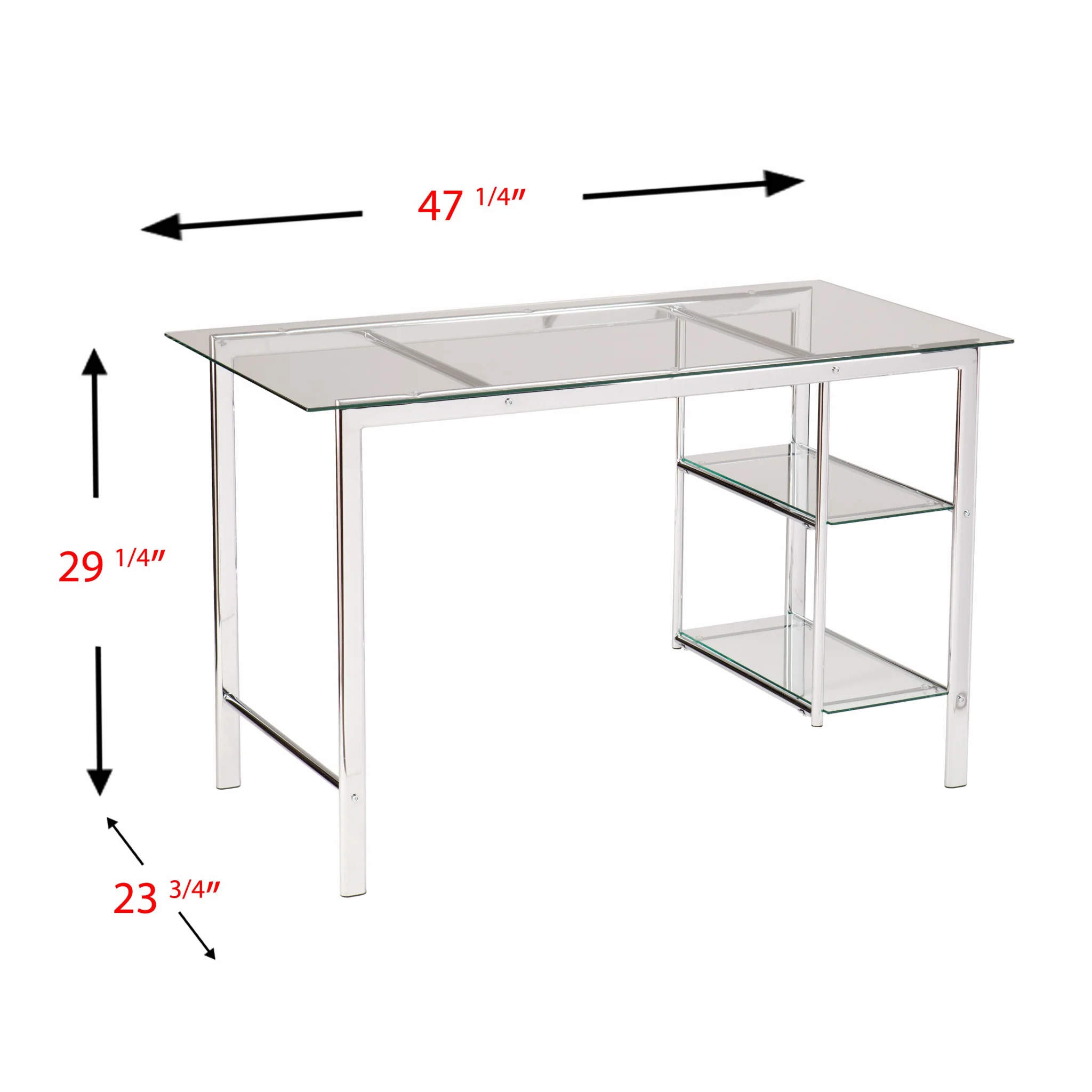 Chrome and Glass Writing Desk By Homeroots - Image 4