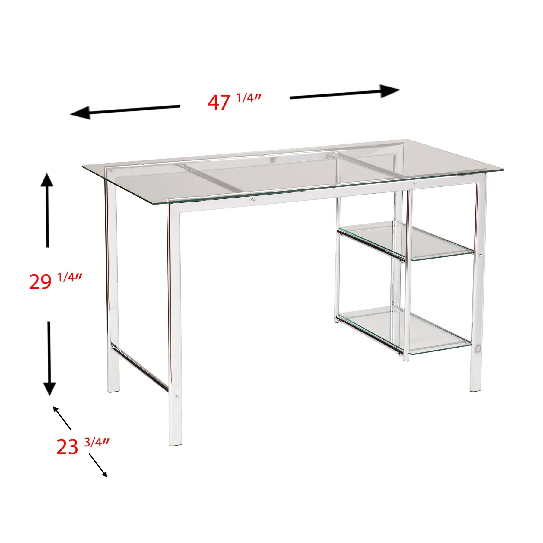 Chrome and Glass Writing Desk By Homeroots - Image 6
