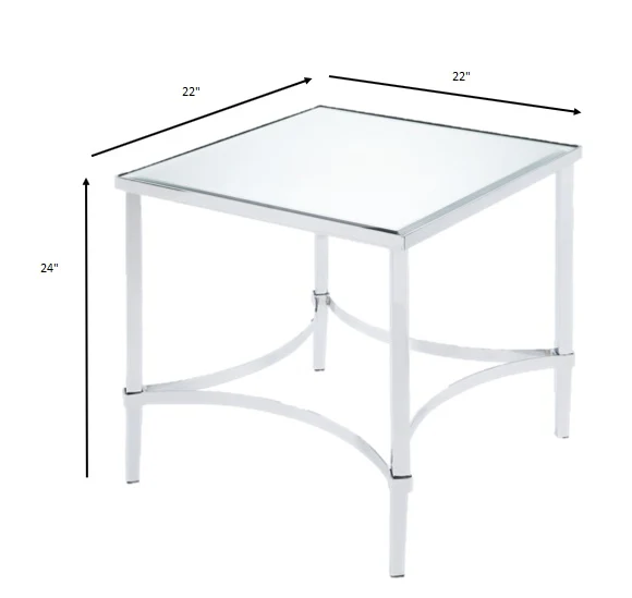 Chrome And Mirrored End Table By Homeroots - Image 3