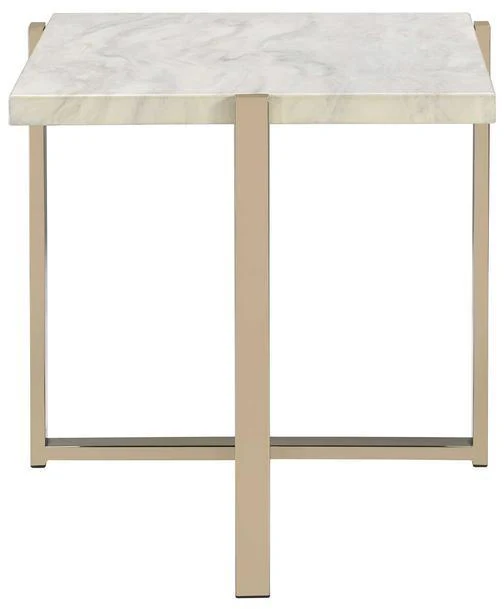 Chrome And White Metal Tube End Table By Homeroots - Image 2