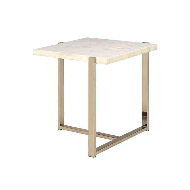 Chrome And White Metal Tube End Table By Homeroots - Image 4