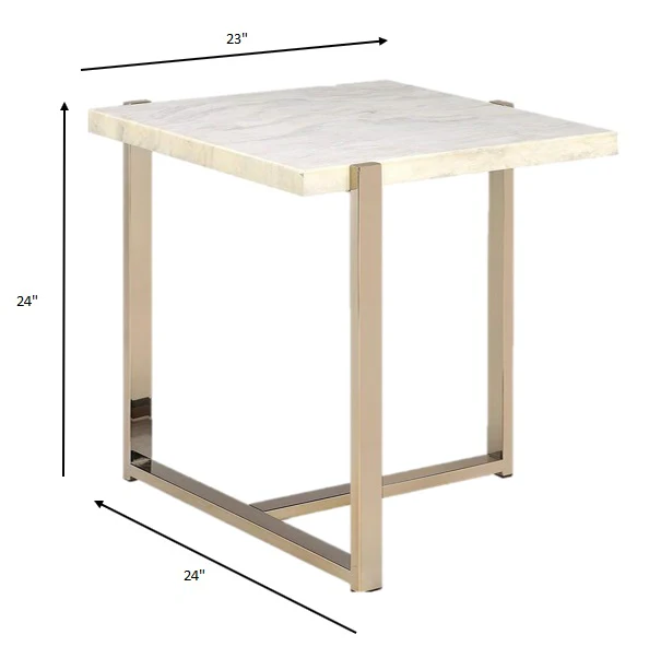 Chrome And White Metal Tube End Table By Homeroots - Image 5