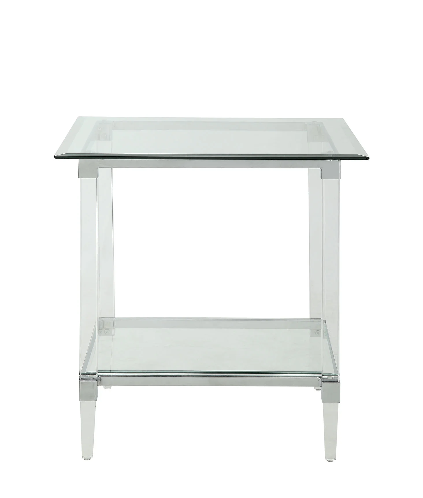 Chrome Clear Acrylic And Glass End Table By Homeroots - 318989 - Image 3