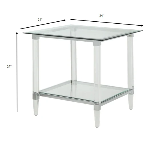Chrome Clear Acrylic And Glass End Table By Homeroots - 318989 - Image 5