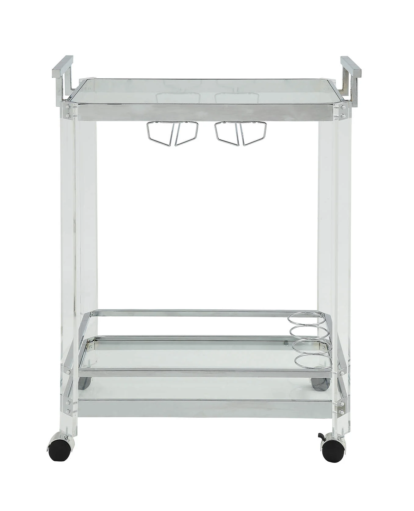Chrome Clear Glass Metal Acrylic Serving Cart By Homeroots - Image 2
