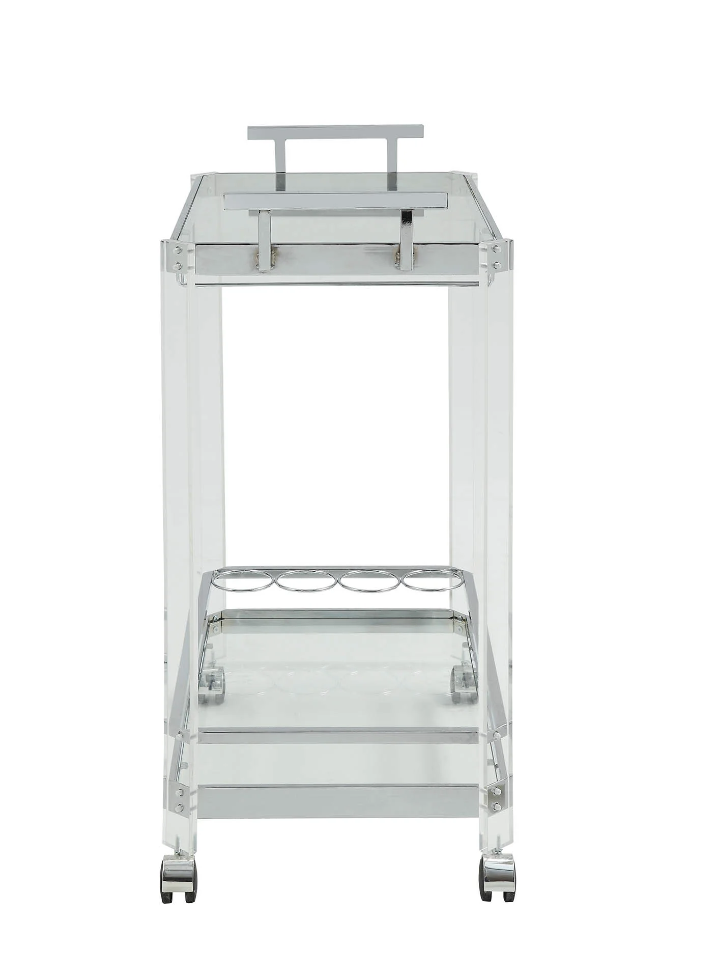 Chrome Clear Glass Metal Acrylic Serving Cart By Homeroots - Image 3