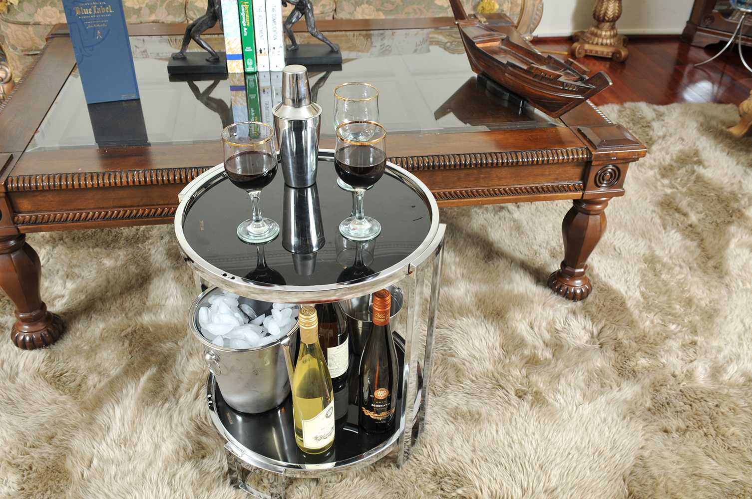 Chrome Round End Table By Homeroots - Image 4