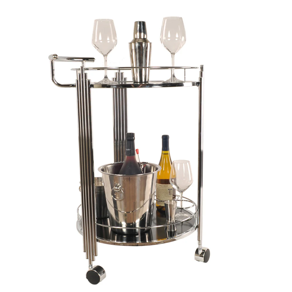 Chrome Round Tier Serving Trolley By Homeroots - Image 2