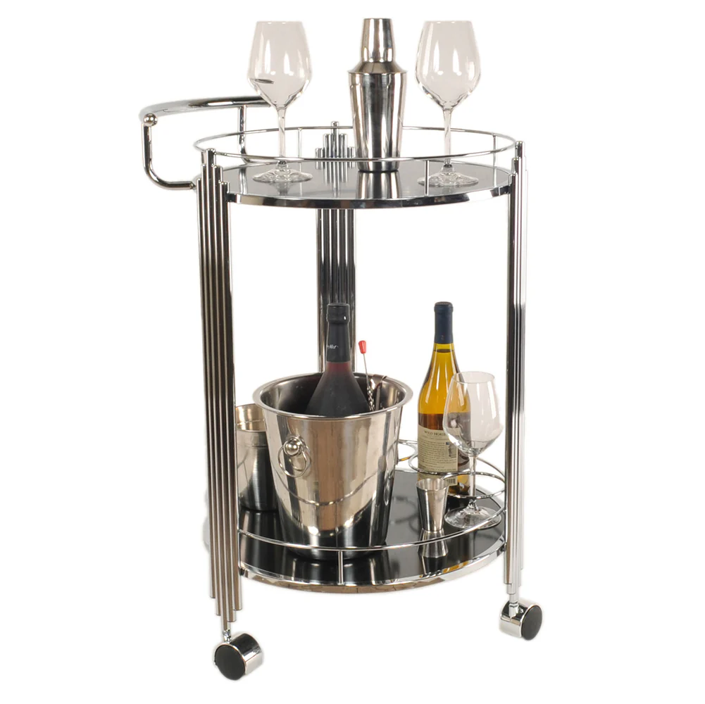 Chrome Round Tier Serving Trolley By Homeroots - Image 4