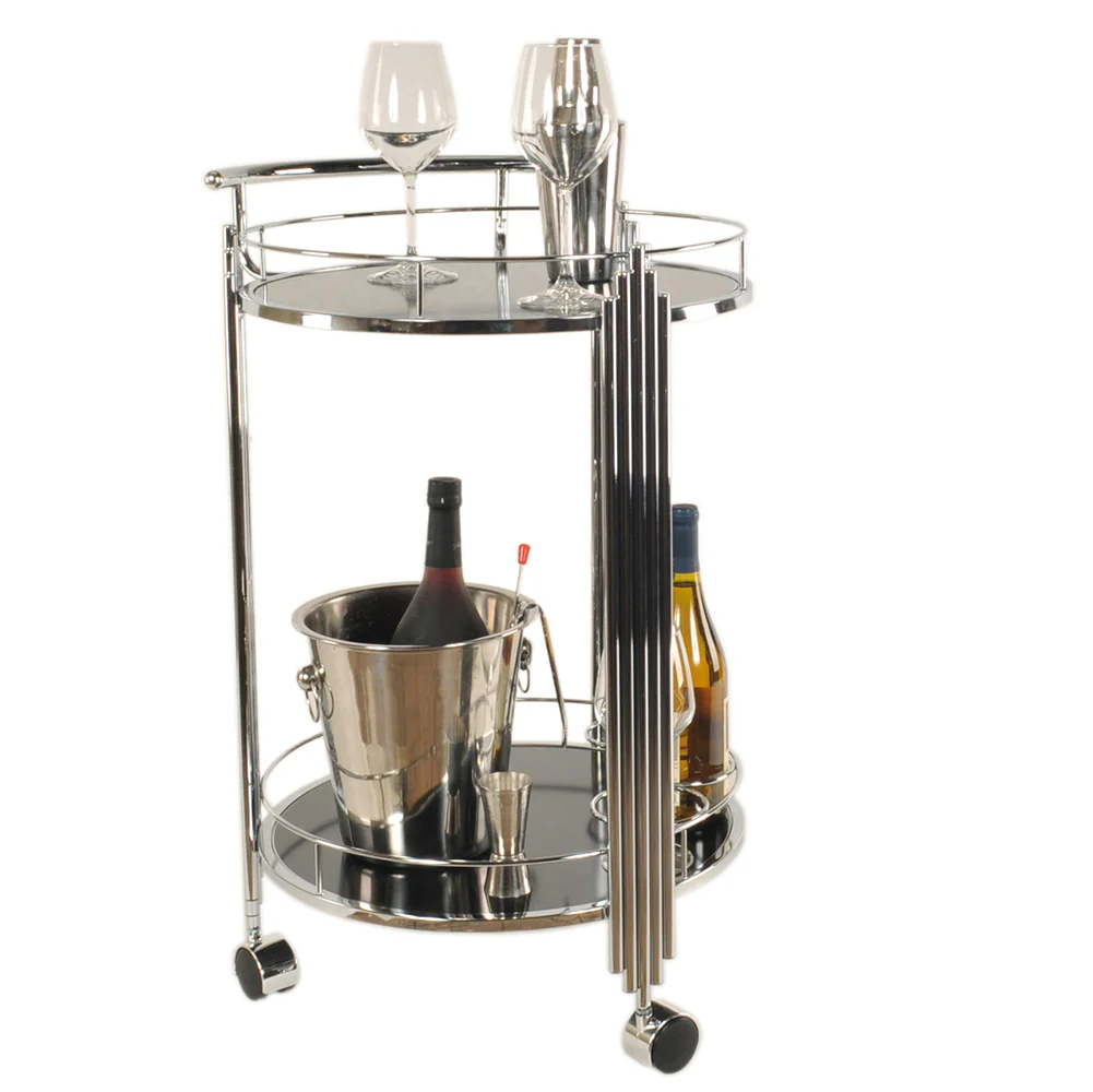 Chrome Round Tier Serving Trolley By Homeroots - Image 5