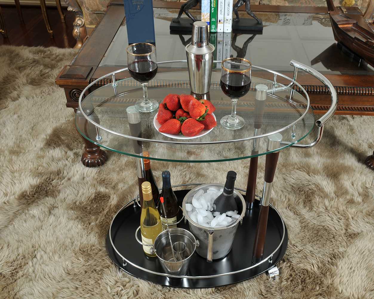 Chrome Serving Trolley By Homeroots - Image 5