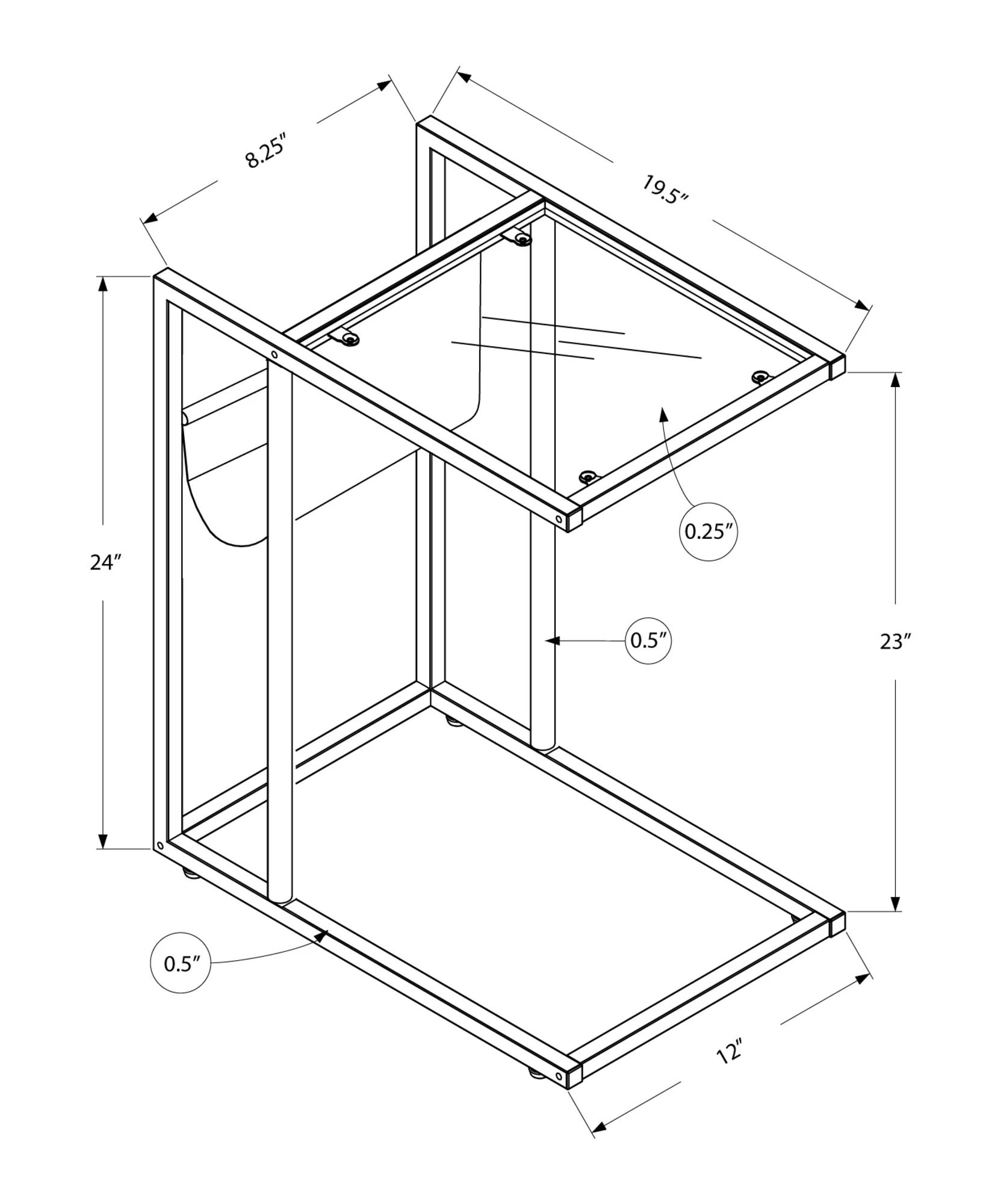 Chrome Tempered Glass Leather Look Accent Table By Homeroots - Image 3