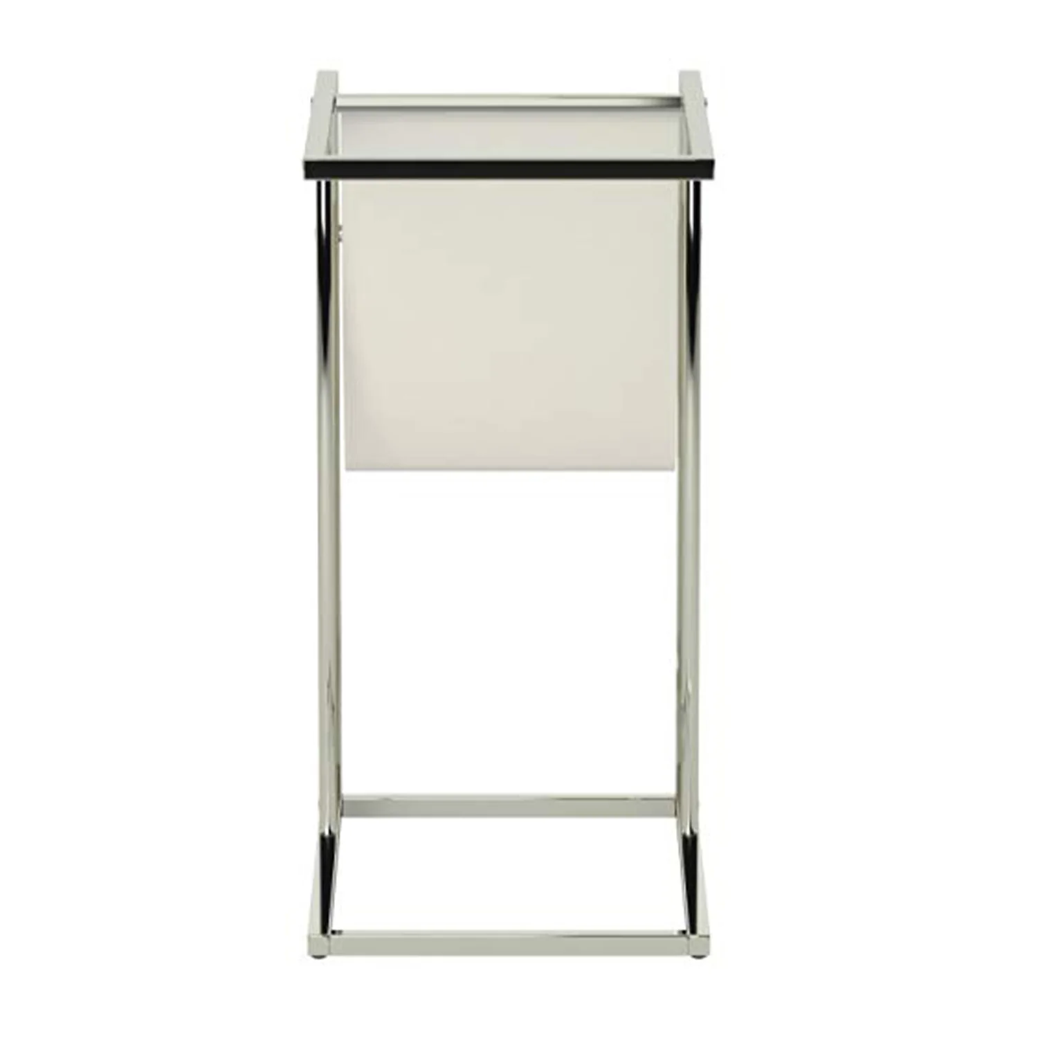 Chrome Tempered Glass Leather Look Accent Table By Homeroots - Image 5