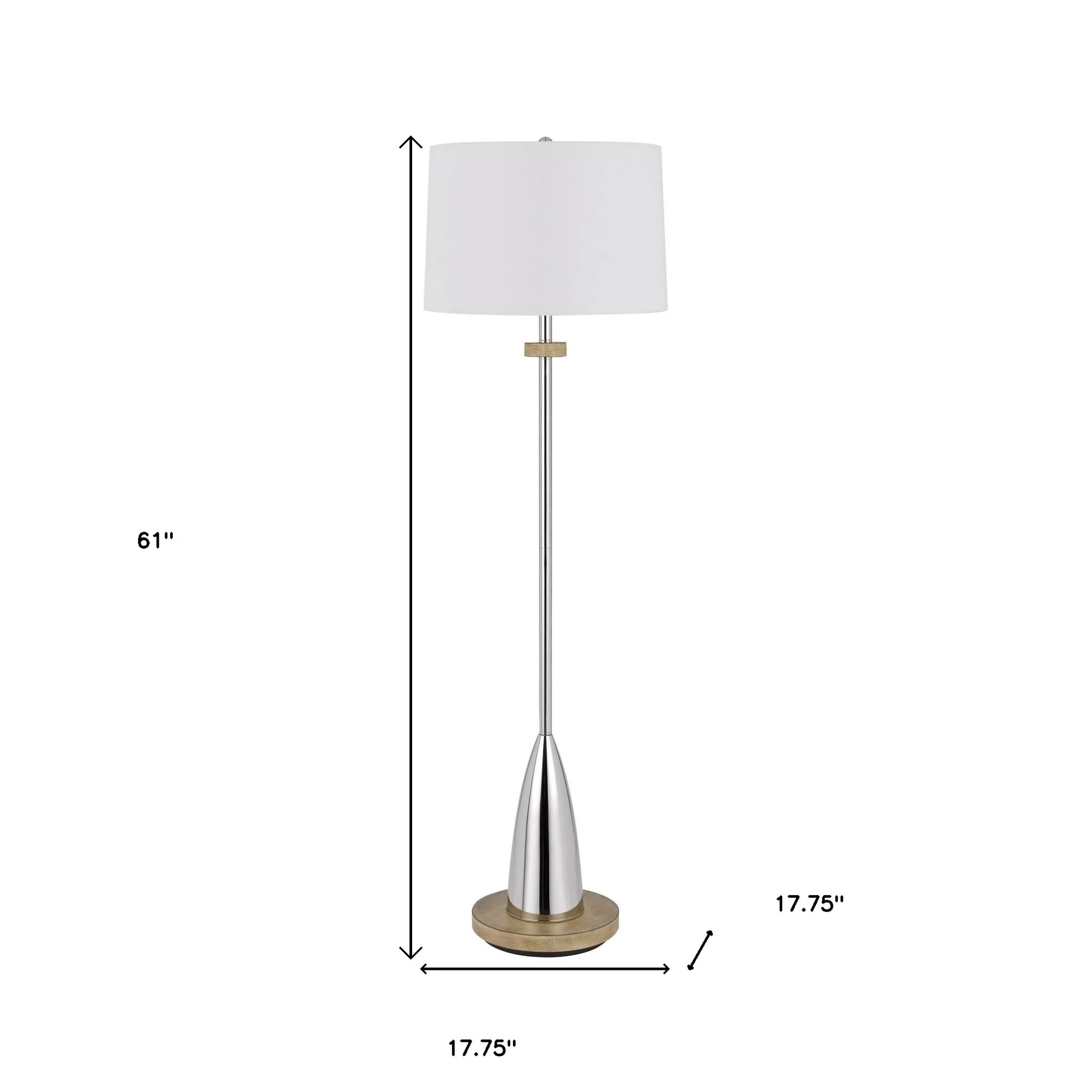 Chrome Traditional Shaped Floor Lamp With White Square Shade By Homeroots - Image 5