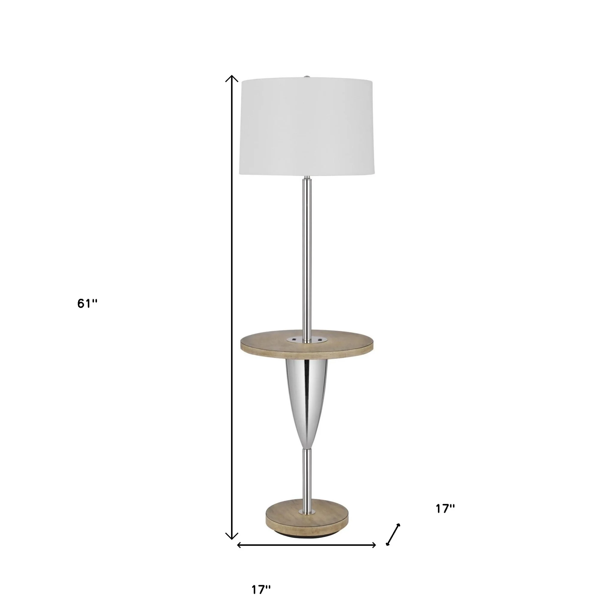 Chrome Tray Table Floor Lamp With White Square Shade By Homeroots - Image 5