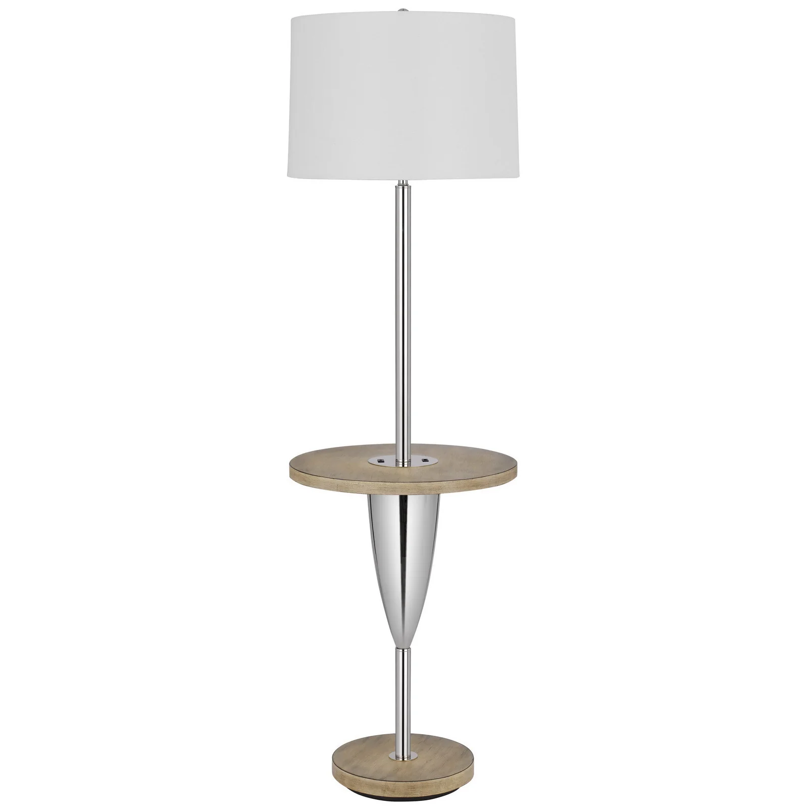 Chrome Tray Table Floor Lamp With White Square Shade By Homeroots - Image 6